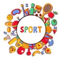 Sport fitness doodle cartoon icons set Royalty Free Stock Photo